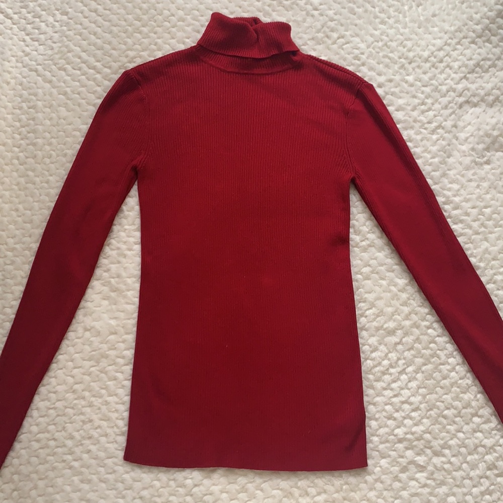 Chic Red Express Ribbed Turtleneck